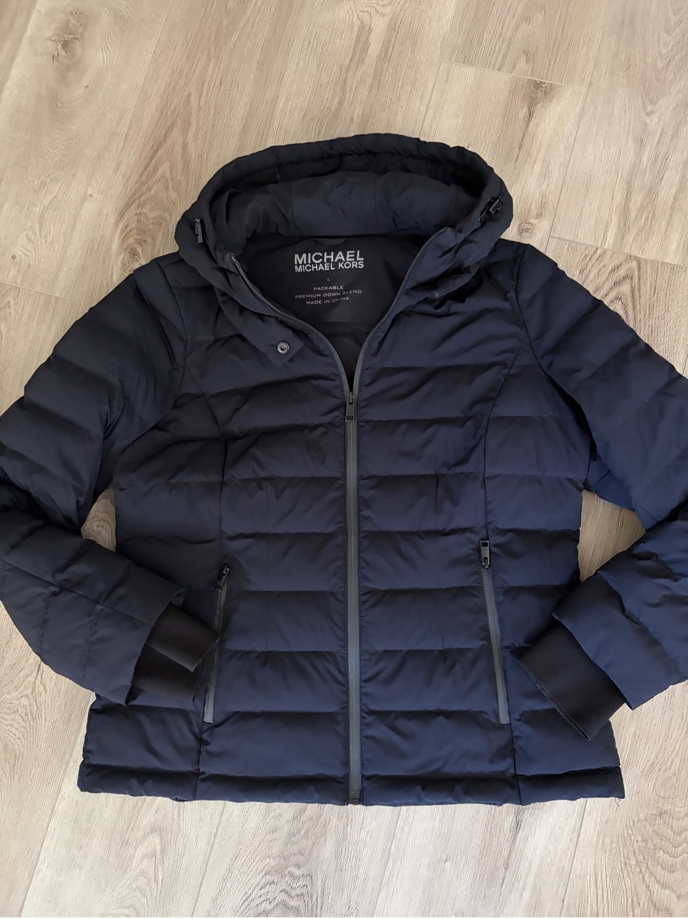 MICHAEL Michael Kors Navy Packable Down Hooded Puffer Jacket